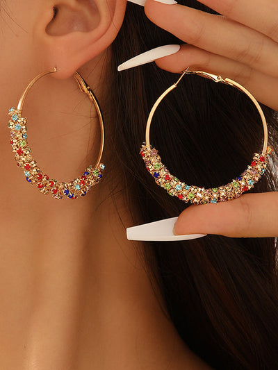 Geometric Rhine Stones Drop Earrings