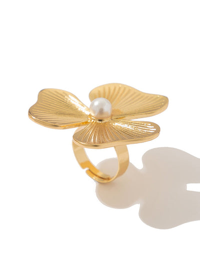 Flower Shape Pleated Shiny Rings Accessories