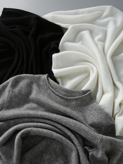 Simple Solid Color Round-Neck Short Sleeves Sweater