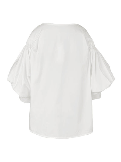 Puff Sleeves Buttoned Solid Color Blouses&Shirts Tops