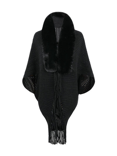 Batwing Sleeves Loose Solid Color Tasseled Cardigan Coats