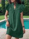A-Line Loose Ruffled Solid Color Stand Collar Mini Dresses