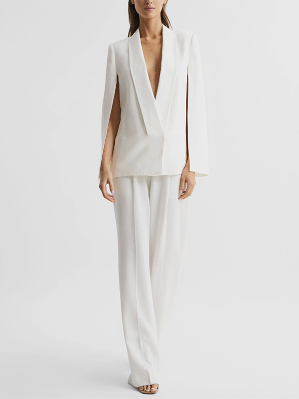 Cape Loose Solid Color Split-Joint V-Neck Blazer