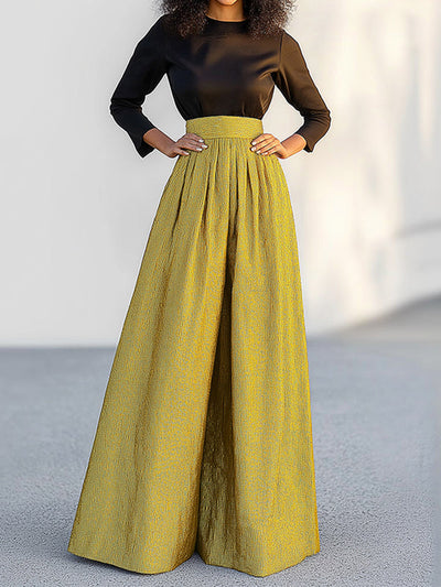 Loose Wide Leg Solid Color Casual Pants Bottoms Trousers