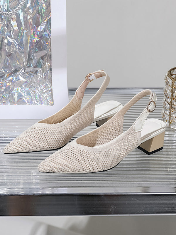 Belt Buckle Hollow Pointed-Toe Split-Joint Pumps Sandals Slider Sandals