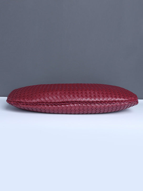 Geometric Solid Color Split-Joint Woven Zipper Bags Handbags