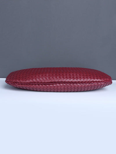 Geometric Solid Color Split-Joint Woven Zipper Bags Handbags