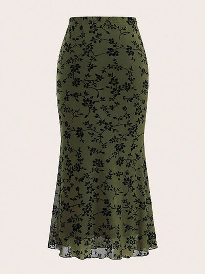 Bodycon High Waisted Elasticity Flower Print Skirts