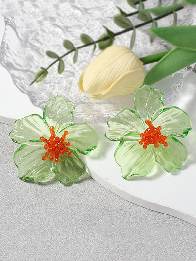 Flower Shape Slightly Sheer Earrings Accessories