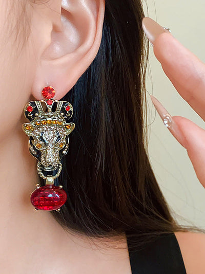 Geometric Rhine Stones Drop Earrings