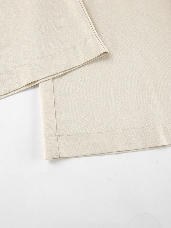 Solid Color Sleeveless Asymmetric Split-Joint  V-Neck Vest Tops +  Straight Leg Pants Suits Two Pieces Set