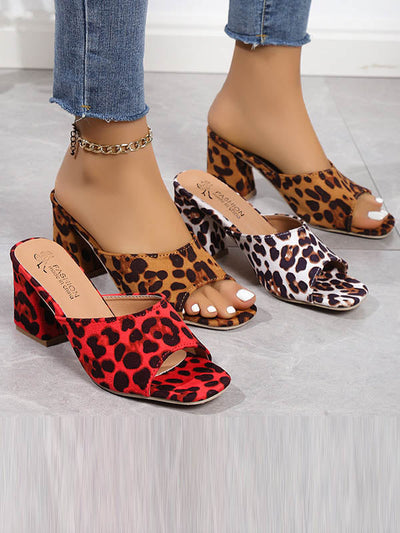 Leopard Open Toe Pumps Sandals Slippers