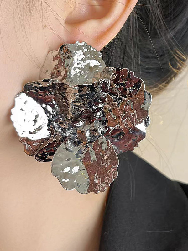 Flower Shape Shiny Earrings Accessories