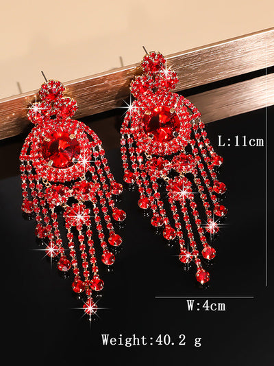 Geometric Tasseled Drop Earrings