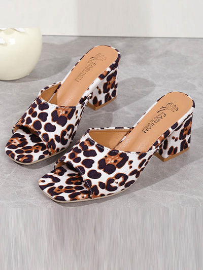 Leopard Open Toe Pumps Sandals Slippers