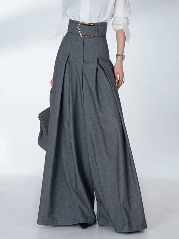 Loose Wide Leg Solid Color Casual Pants Bottoms Trousers