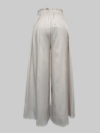 Loose Wide Leg Drawstring Solid Color Casual Pants Bottoms Trousers