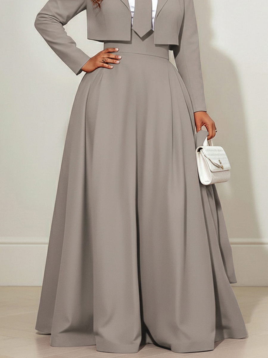 Elasticated Waist High Waisted Big Hemline Pleated Pockets Solid Color Zipper Wide Leg Pants
