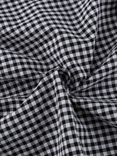 Loose  Contrast Color Plaid Ruffled Split-Joint  Long Sleeves Buttoned Lapel Blouses&Shirts Tops + Pants Two Pieces Set