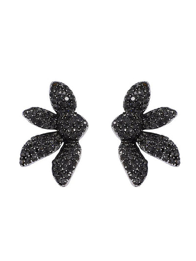 Flower Shape Geometric Rhinestone Shiny Earrings Accessories