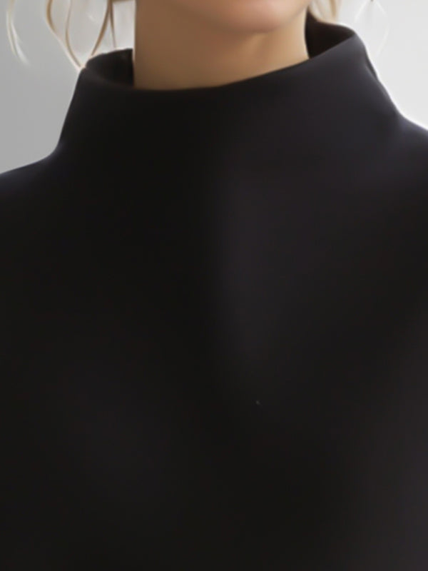 Long Sleeves Solid Color Split-Joint Round-Neck Sweatershirt