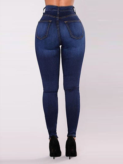 Skinny Leg High-Waisted Split-Joint Jean Pants Bottoms