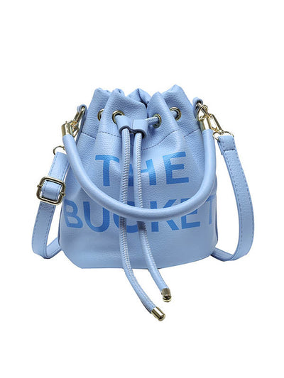 Drawstring Letter Print Crossbody Bags Handbags