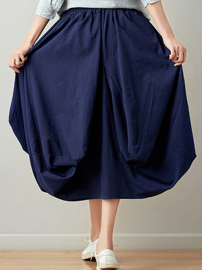 Artistic Retro Ramie Cotton 6 Colors Loose Irregular Elasticity Skirt