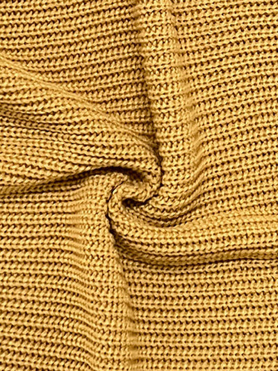 Long Sleeves Loose Solid Color Split-Joint Round-Neck Sweater Tops