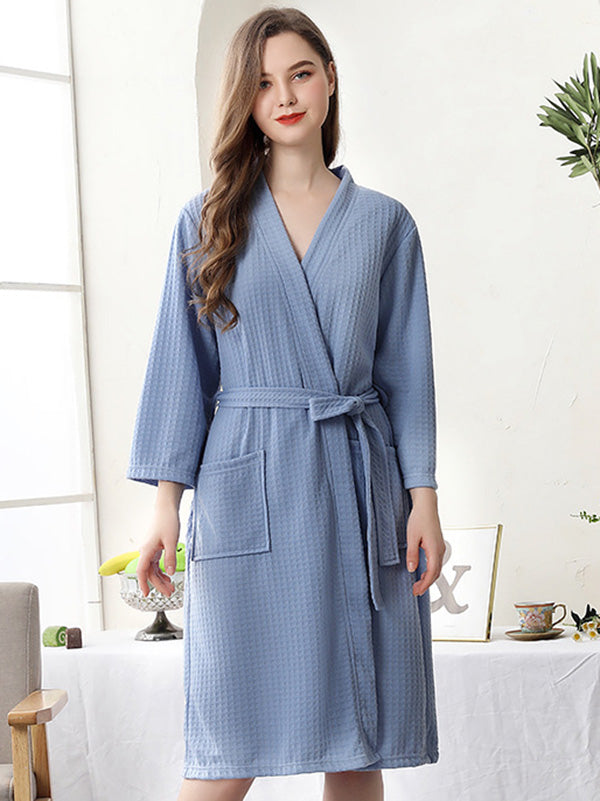 Comfortable Solid Bandage Thin Pajama Robe