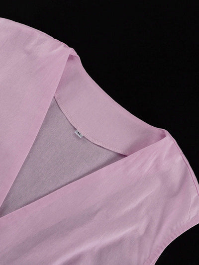 Loose Split-Joint Sleeveless Pleated V-Neck Vest + Pants Trousers Two Pieces Set