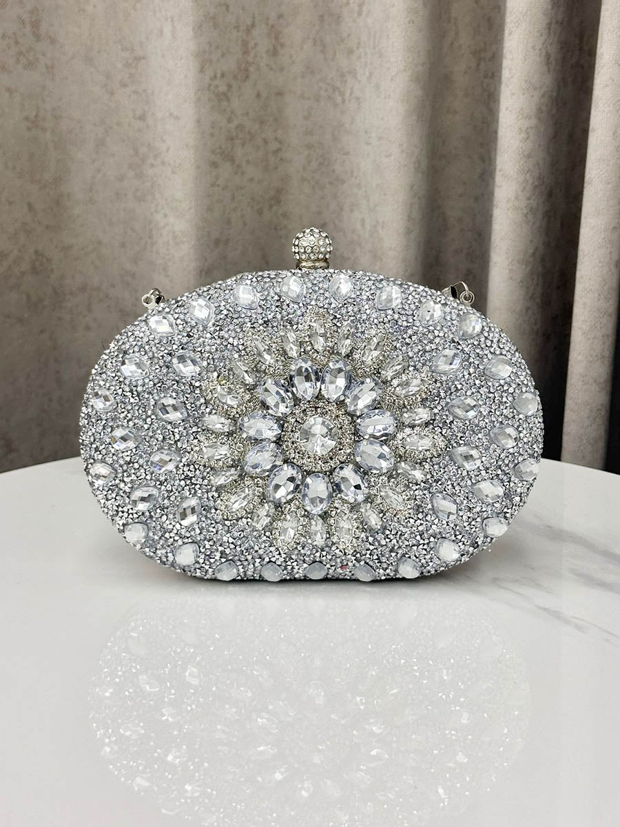 Geometric Rhine Stones Shiny Evening Bags & Clutches