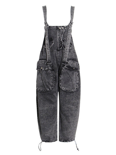 Original Cool Denim Split-Joint Square-Neck Overalls