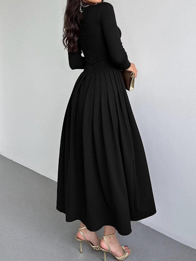 A-Line Bodycon Asymmetric Pleated Solid Color Split-Joint One-Shoulder Maxi Dresses