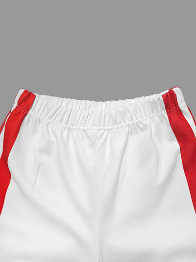 Loose Straight Leg Contrast Color Split-Joint Striped Pants Trousers