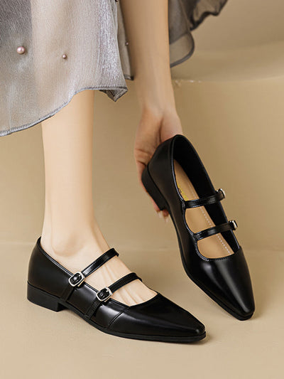 Pointed-Toe Shallow Cut Split-Joint Flat Shoes