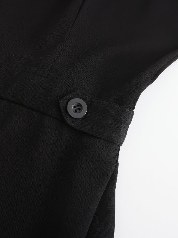 Cap Sleeve Wide Leg Solid Color Jumpsuits