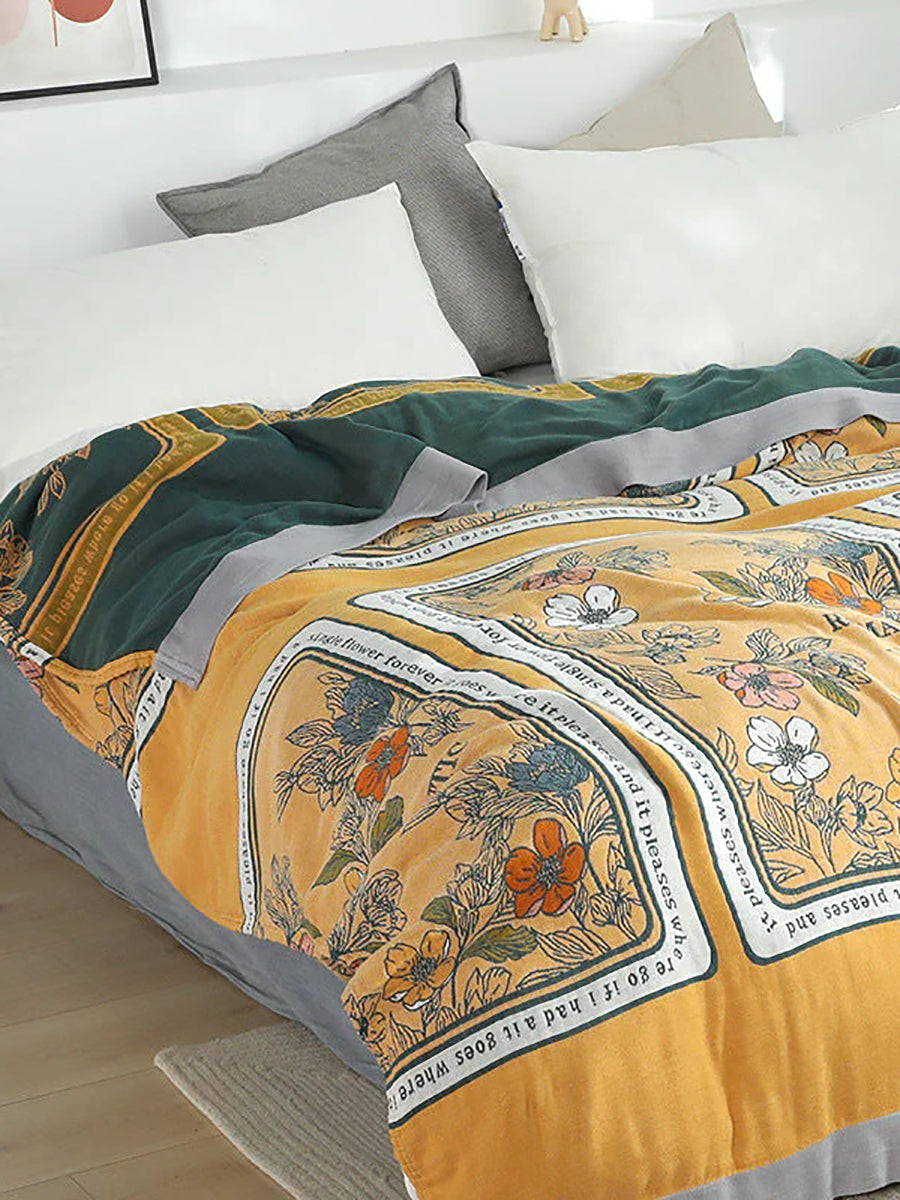 Floral Nap Blanket Cotton Gauze Sofa Four Seasons Non-slip Cover Cloth Blanket