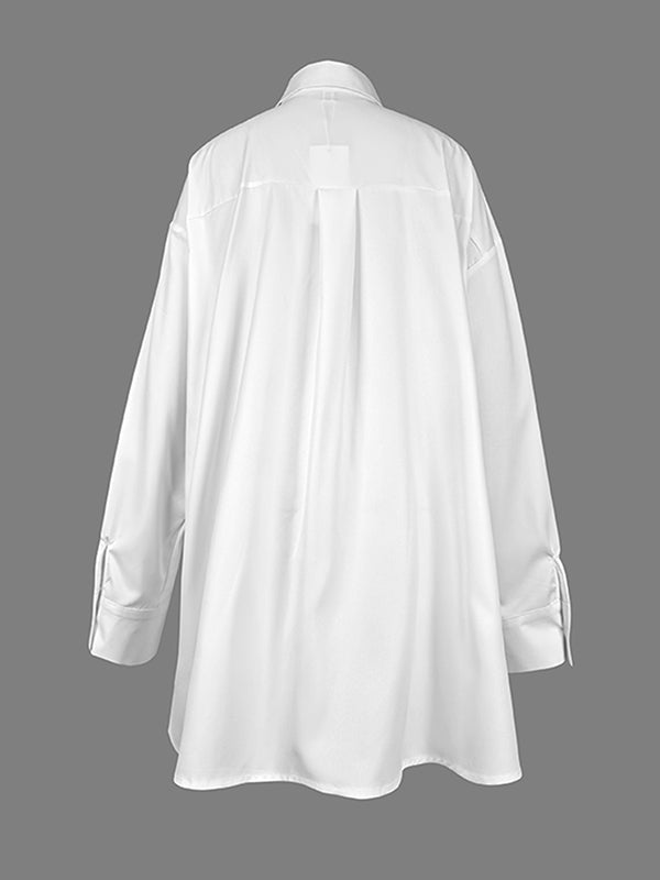 High-Low Loose Asymmetric Floral Printed Split-Joint Split-Side Lapel Blouses