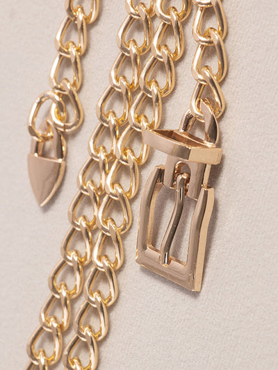 Buckle Chains Solid Color Belts