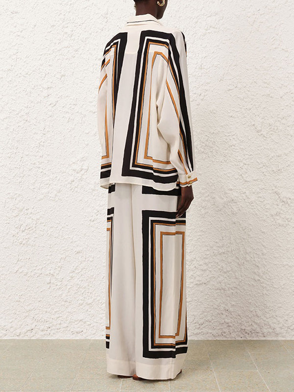 Long Sleeves Loose Plaid Striped Lapel Blouses&Shirts Tops