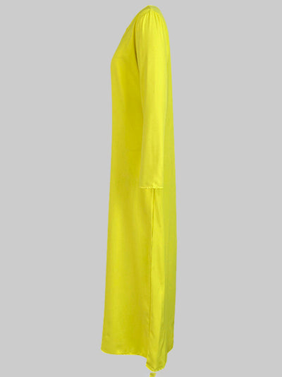 Loose Wide Leg Pockets Solid Color Round-Neck Jumpsuits