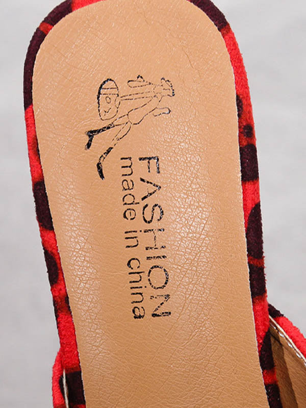 Leopard Open Toe Pumps Sandals Slippers