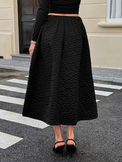 A-Line High Waisted Jacquard Pleated Solid Color Skirts Bottoms