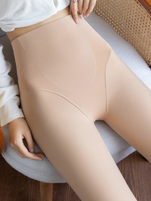 Simple Skinny Leg Velvet Keep Warm Solid Color Thermal Pants Bottoms