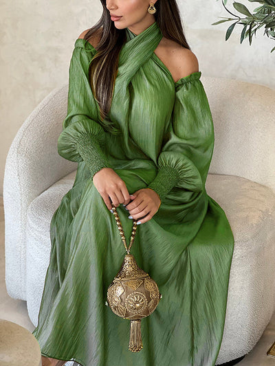 Loose Solid Color Long Sleeves Maxi Dresses