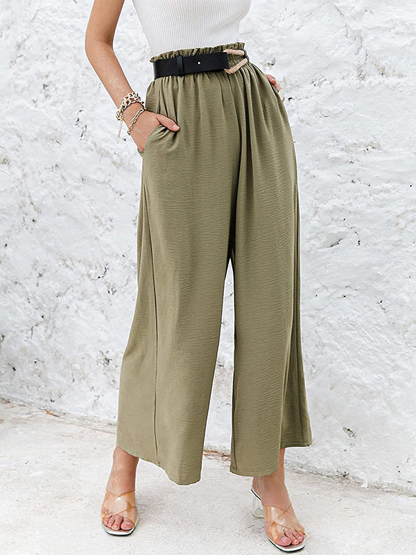 Simple Wide Leg Loose Elasticity Casual Pants Bottoms