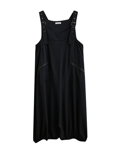 Loose Oversize Solid Color Zipper Jumpsuits Bottoms