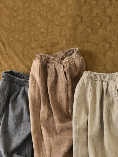 Plus Size Women Vintage Winter Tie-dye Fleece-lined Harem Pants