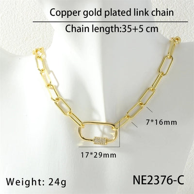 Jewelry IG Style Cool Style Oval Copper Zircon Necklace